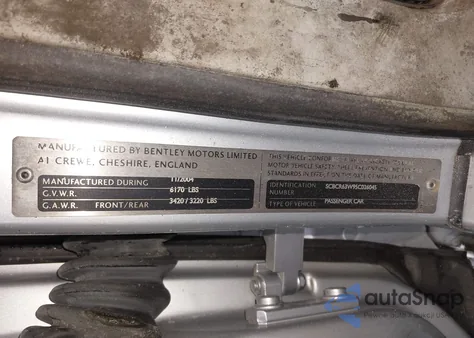 2005 Bentley Continental Gt from USA, damaged, VIN SCBCR63W95C026045